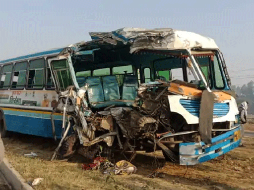 Haryana Roadways Bus and Truck Collide in Jind