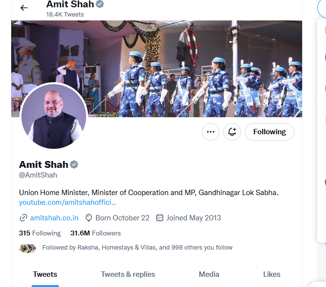 Amit Shah Twitter Accounts Blue Tick Missing