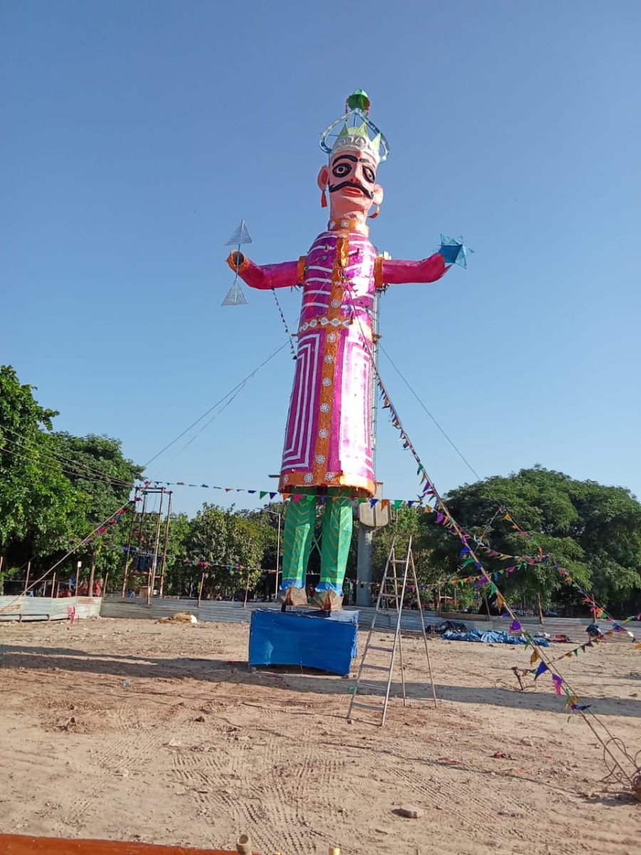 Chandigarh Dussehra Ravan Kumbhakarna Meghnad Effigies Ready For Dahan