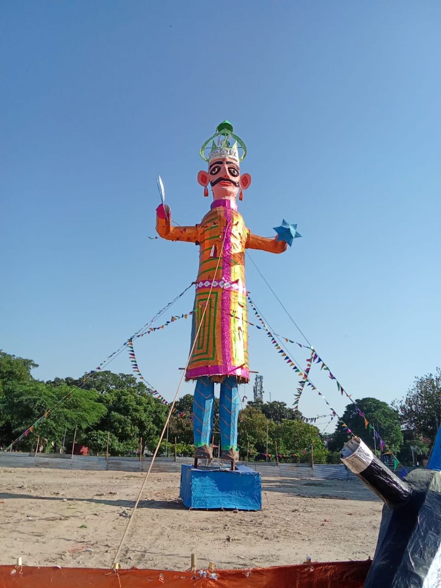 Chandigarh Dussehra Ravan Kumbhakarna Meghnad Effigies Ready For Dahan