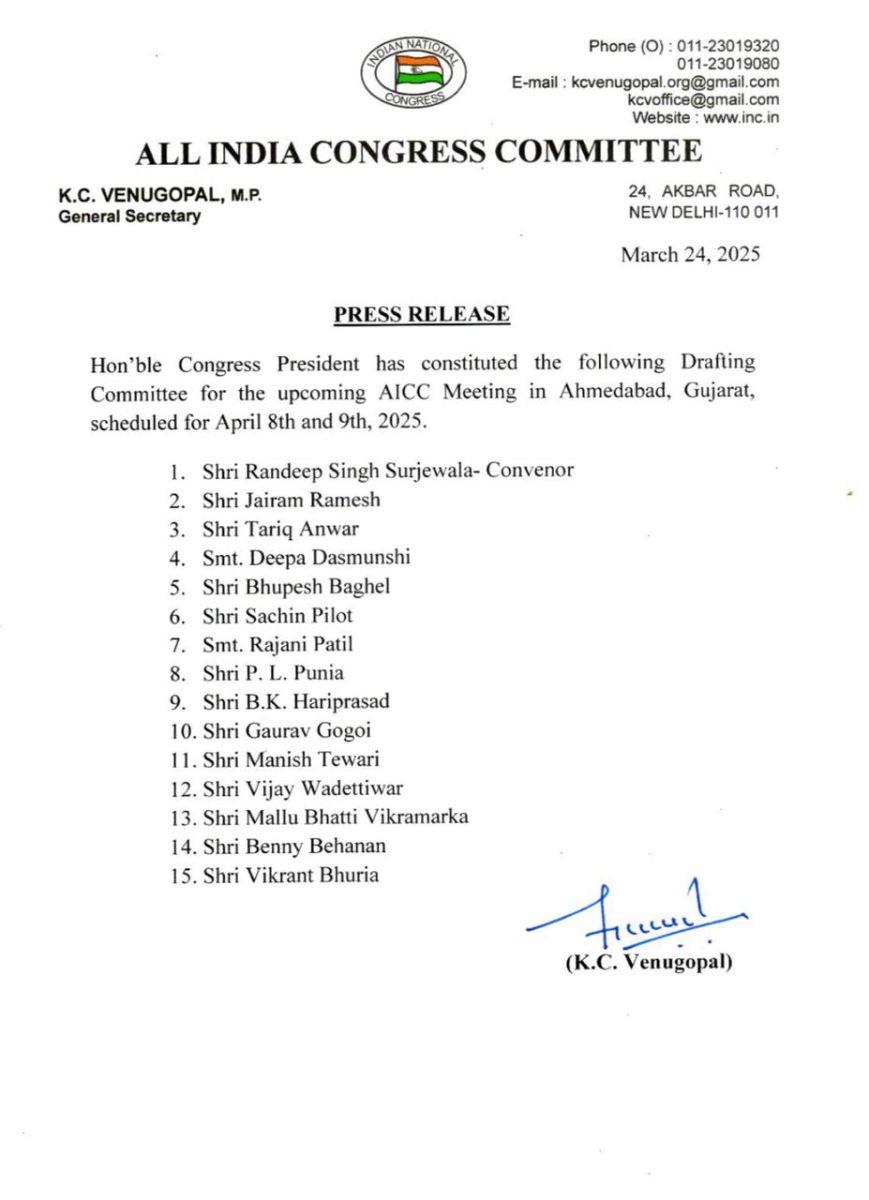 Congress formed Drafting Committee