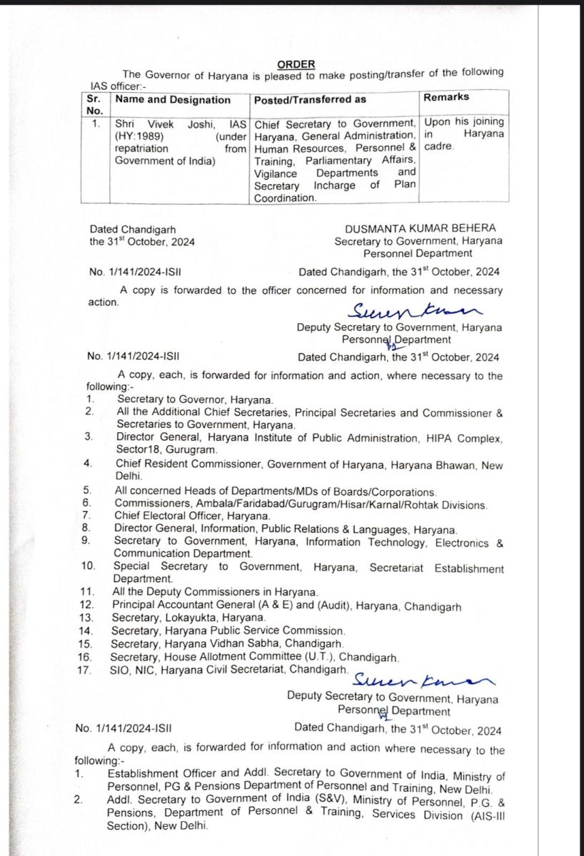 Haryana IAS Transfer