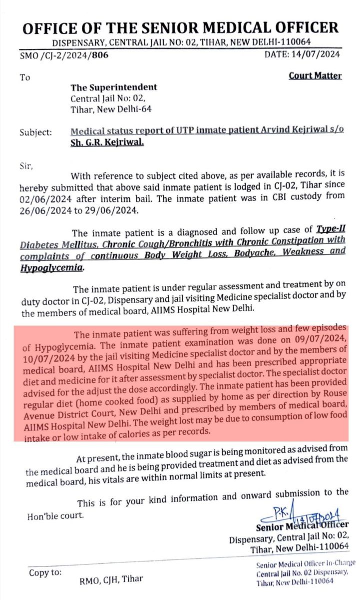 Delhi CM Arvind Kejriwal Diabetes Level Weight Loss Medical Report