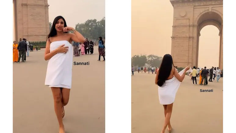  Delhi India Gate Model Towel Dance Viral Video 