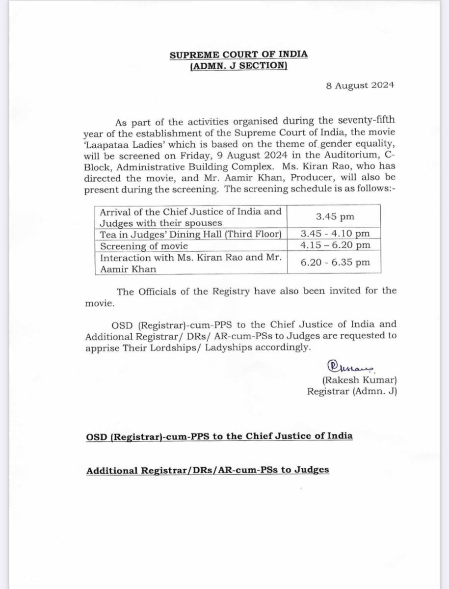 Film Laapataa Ladies Screening in Supreme Court CJI DY Chandrachud Watch 