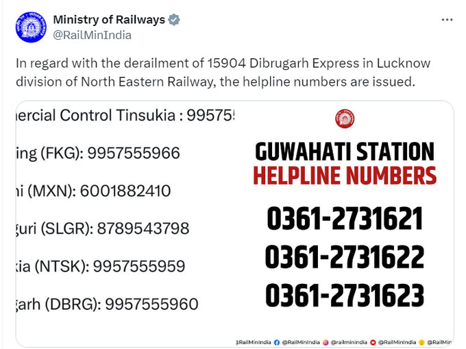 Gonda Train Accident Chandigarh-Dibrugarh Express Derailed Deaths Update