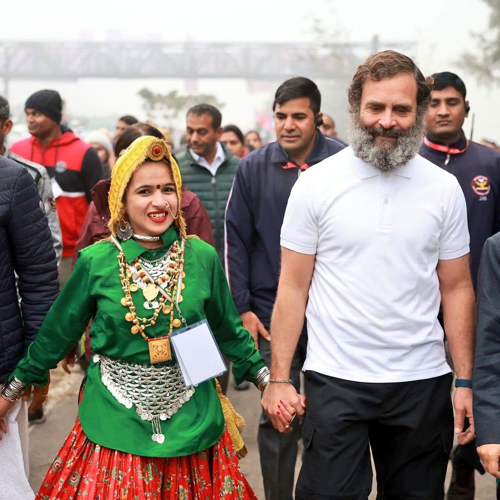 Himani Narwal with Rahul Gandhi