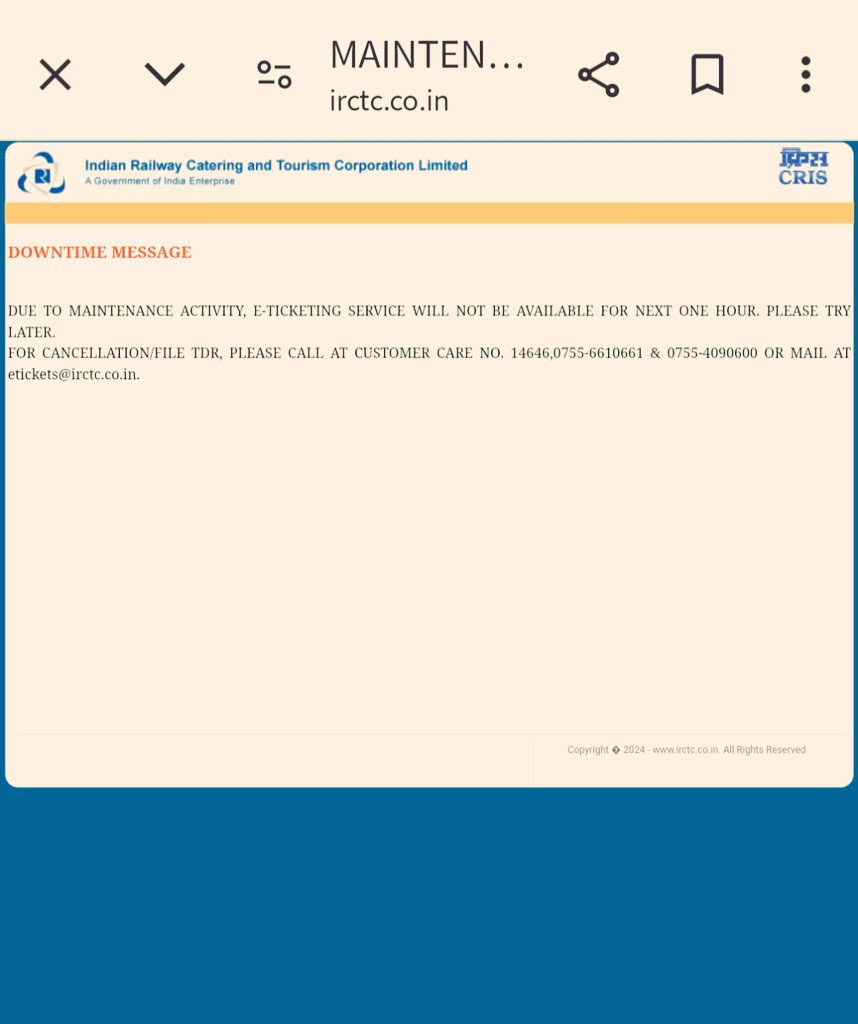   IRCTC website server down Rail tickets unavailable for Passengers