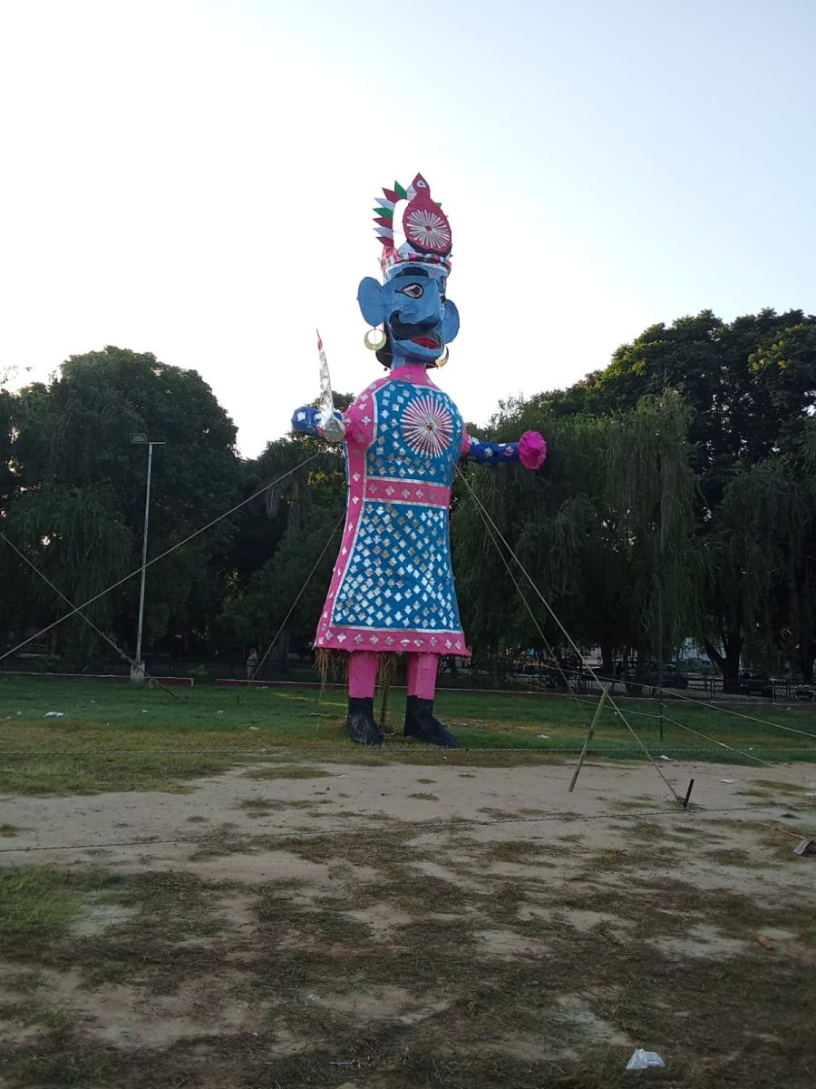 Chandigarh Dussehra Ravan Kumbhakarna Meghnad Effigies Ready For Dahan