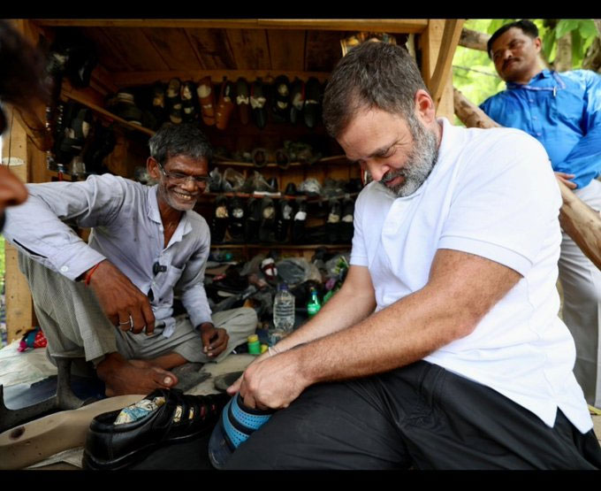 Rahul Gandhi Stitched Slipper Price Mochi Ram Chet Sultanpur