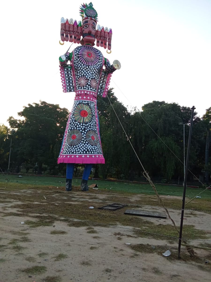 Chandigarh Dussehra Ravan Kumbhakarna Meghnad Effigies Ready For Dahan