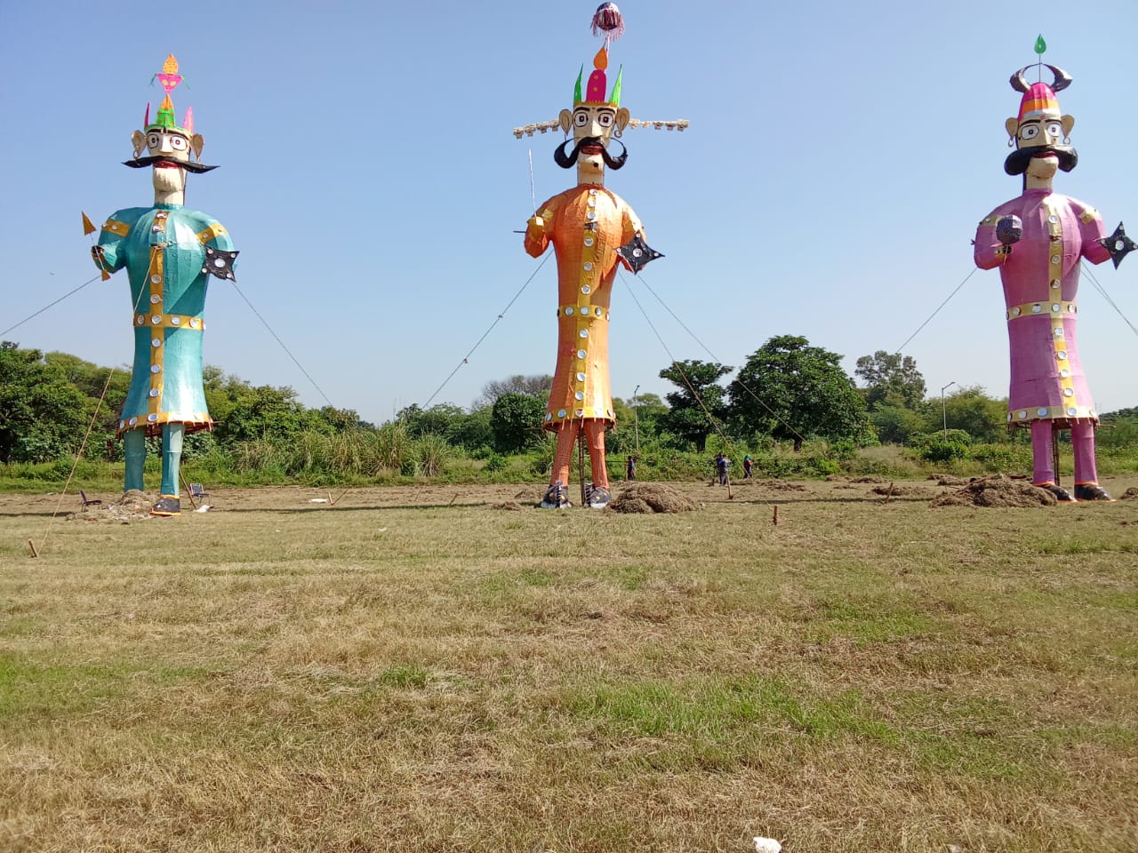 Chandigarh Dussehra Ravan Kumbhakarna Meghnad Effigies Ready For Dahan