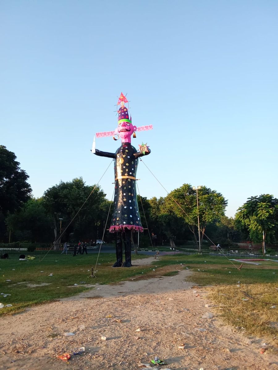 Chandigarh Dussehra Ravan Kumbhakarna Meghnad Effigies Ready For Dahan