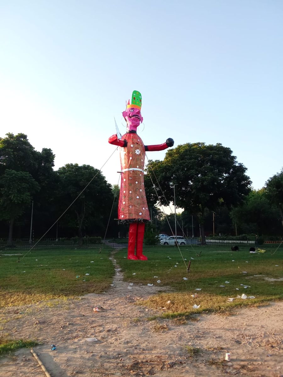 Chandigarh Dussehra Ravan Kumbhakarna Meghnad Effigies Ready For Dahan