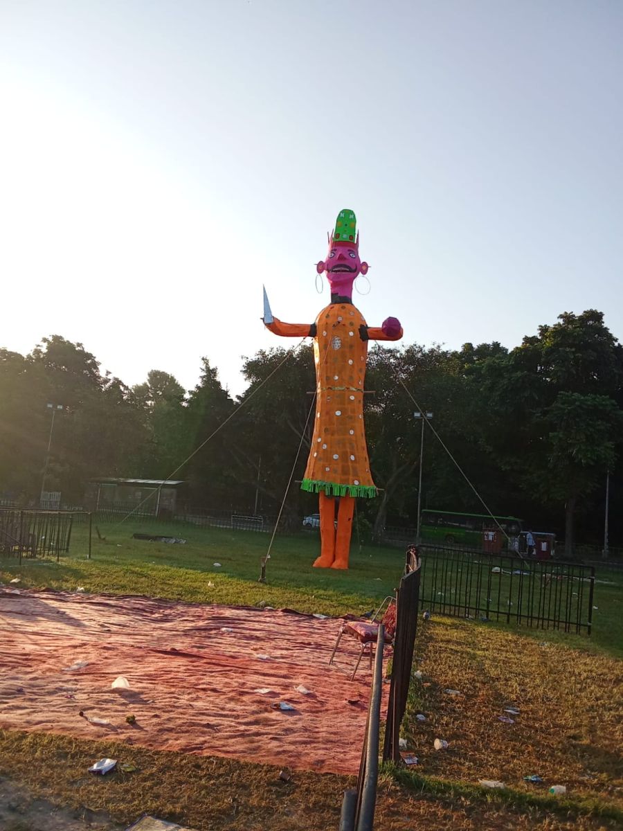 Chandigarh Dussehra Ravan Kumbhakarna Meghnad Effigies Ready For Dahan