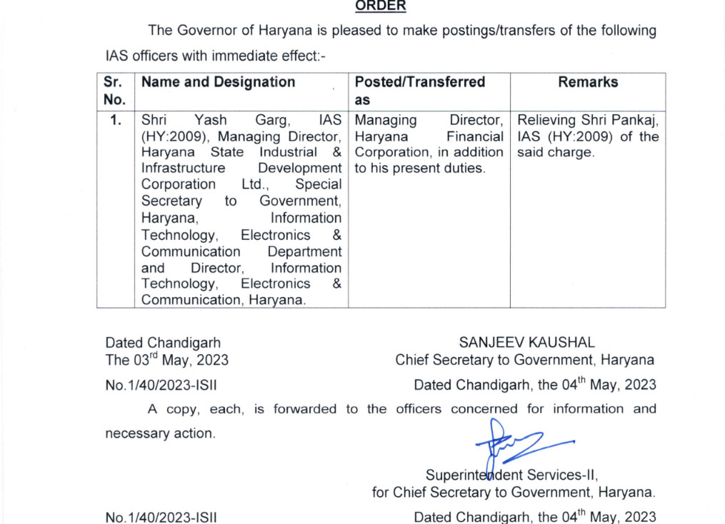 Haryana IAS Transfers