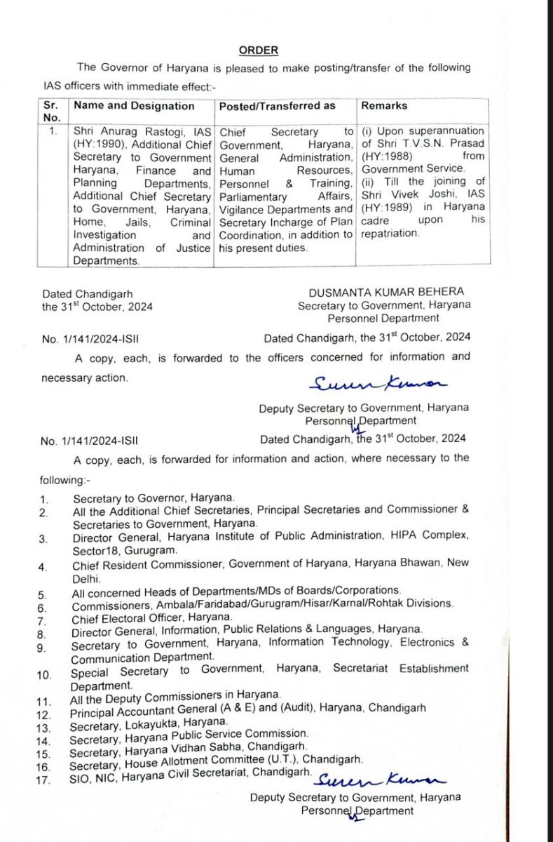 Haryana IAS Transfer