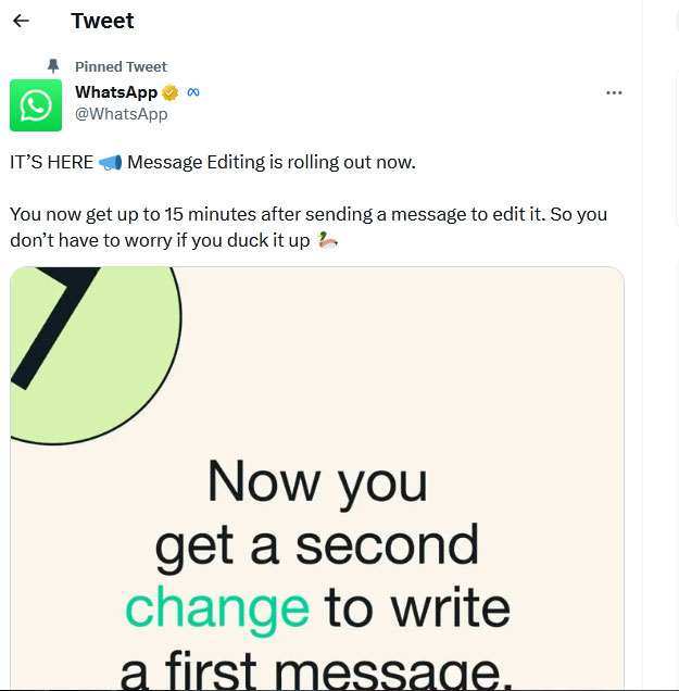 WhatsApp Edit Message Feature