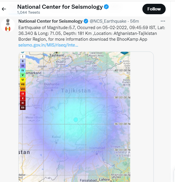 Earthquake in India