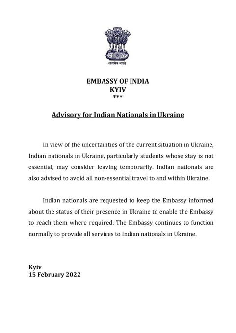 india advisory about russia-ukraine tension 