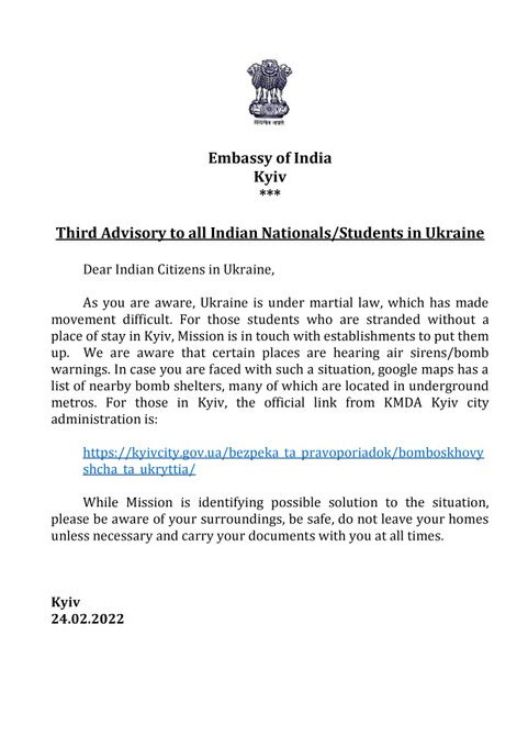 Russia Ukraine War India Advisory