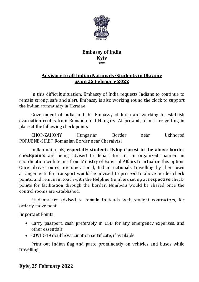 Russia Ukraine War India Advisory