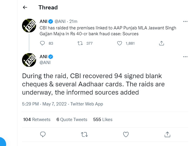 CBI raid on AAP Punjab MLA Jaswant Singh Gajjan Majra