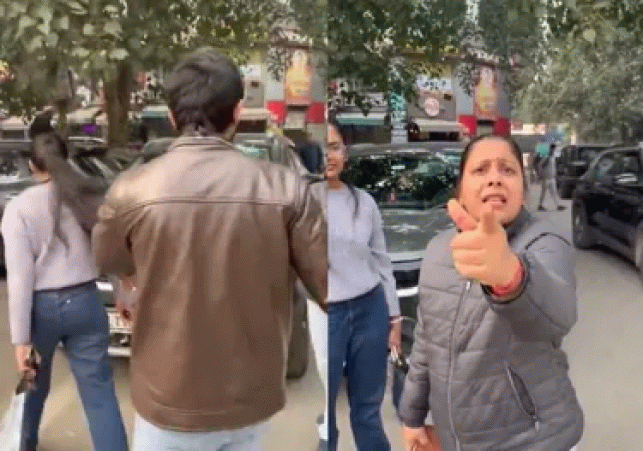 Mother and daughter caught threatening and abusing man in Delhi parking dispute