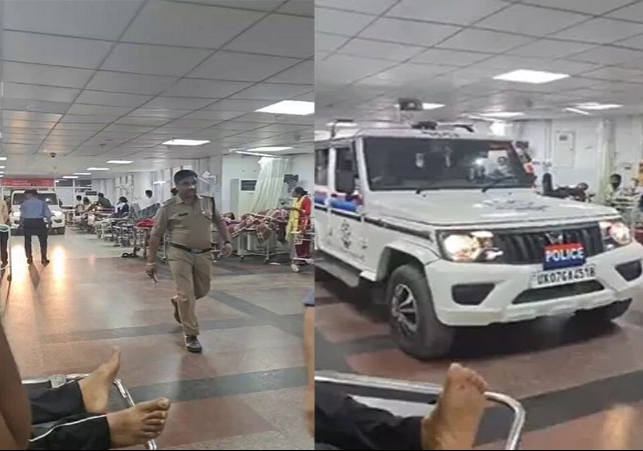 AIIMS Rishikesh Video Viral Police Entered In Hospital With Vehicle