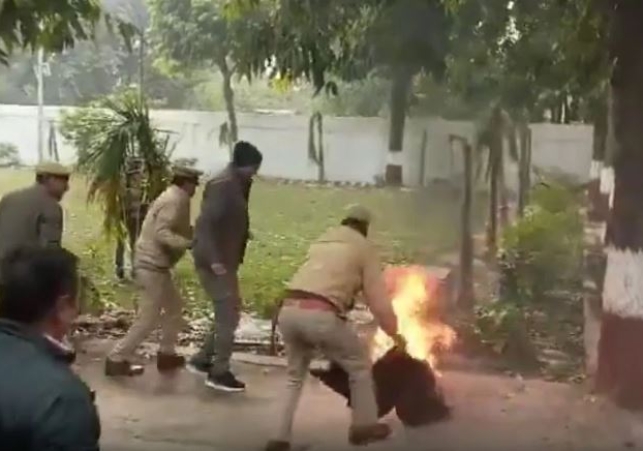 Set fire in front of SSP Office