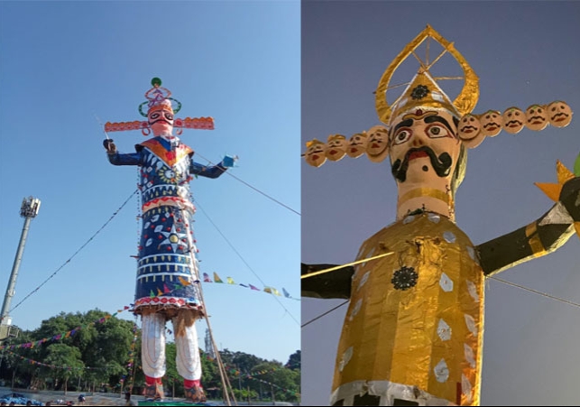 Chandigarh Dussehra Ravan Kumbhakarna Meghnad Effigies Ready For Dahan