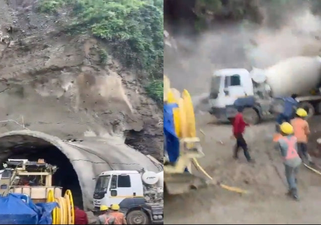 Himachal Pradesh Shimla Under Construction Tunnel Collapses Video