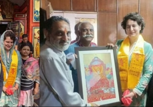 Priyanka paid obeisance at the Jakhu Hanuman temple in Shimla.