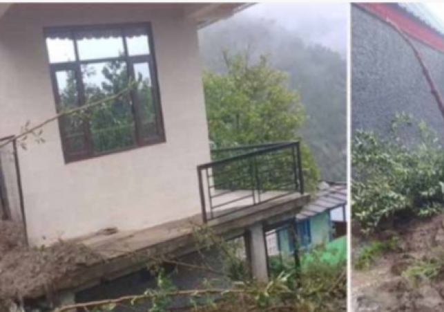 Ani's Gungi village came under threat due to the crack in the hill, seven houses were evacuated.