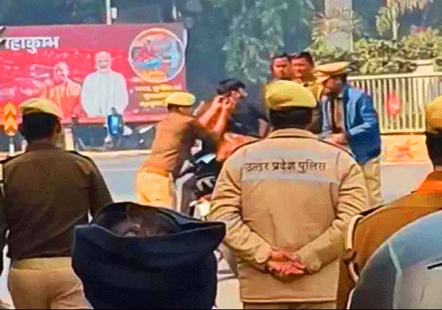 Prayagraj Police Beats Up A Lawyer Video Daroga Suspended Immediately