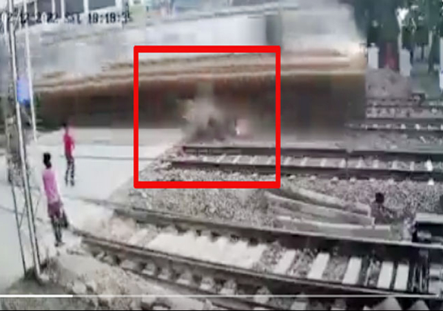 Train Hits Bike on Railway Crossing Viral Video