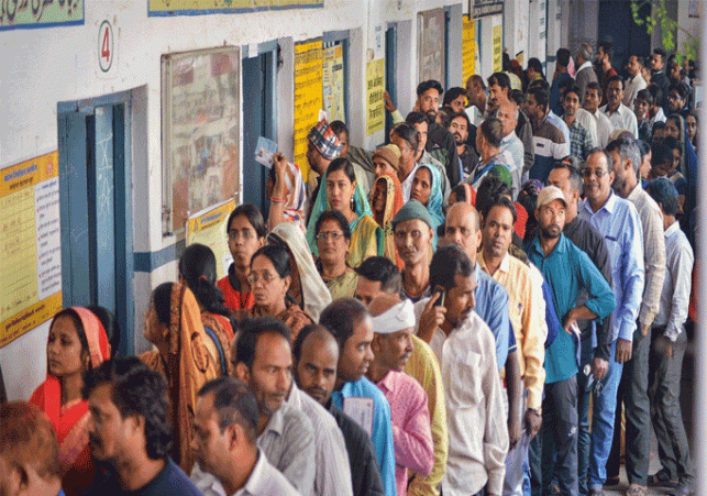 Long queues in colonies and villages, voting remained slow in the city