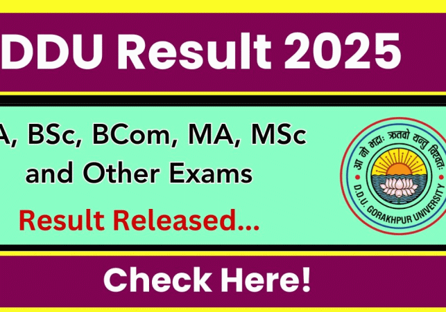 दीन दयाल उपाध्याय ( डीडीयू ) गोरखपुर विश्वविद्यालय ने विभिन्न स्नातक (यूजी) और स्नातकोत्तर (पीजी) पाठ्यक्रमों के परिणाम घोषित कर दिए हैं। 