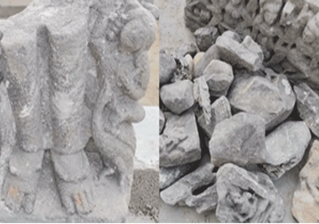 Ancient sculptures found during excavation in Rae Bareli