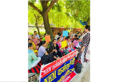 NHM workers' strike continues