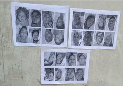 Photos of the dead put up in the Mortuary