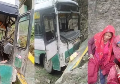 HRTC bus collided with hill after brake failure, 44 passengers injured, big accident averted