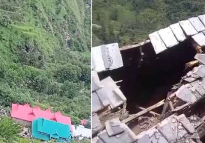 In Sihana village, a two-storey house was completely destroyed due to rock fall from the hill, three families were homeless, seeing the danger, the houses were evacuated.