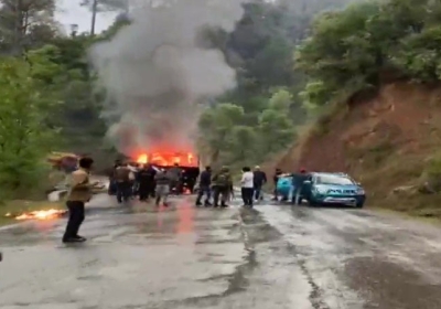 Indian Army Truck Fire Near Poonch