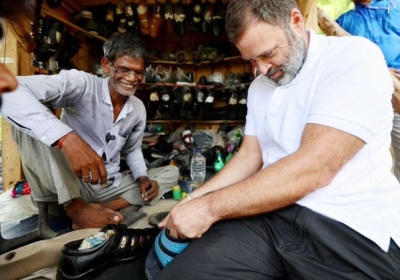 Rahul Gandhi Stitched Slipper Price Mochi Ram Chet Sultanpur