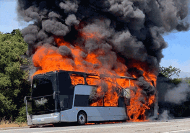 Fire breaks out in a bus parked in Vrindavan